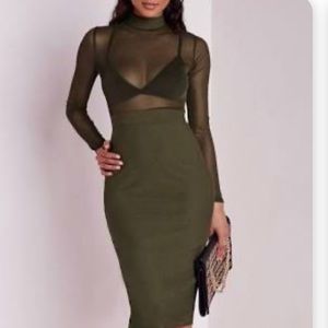 Mesh pencil dress misguided